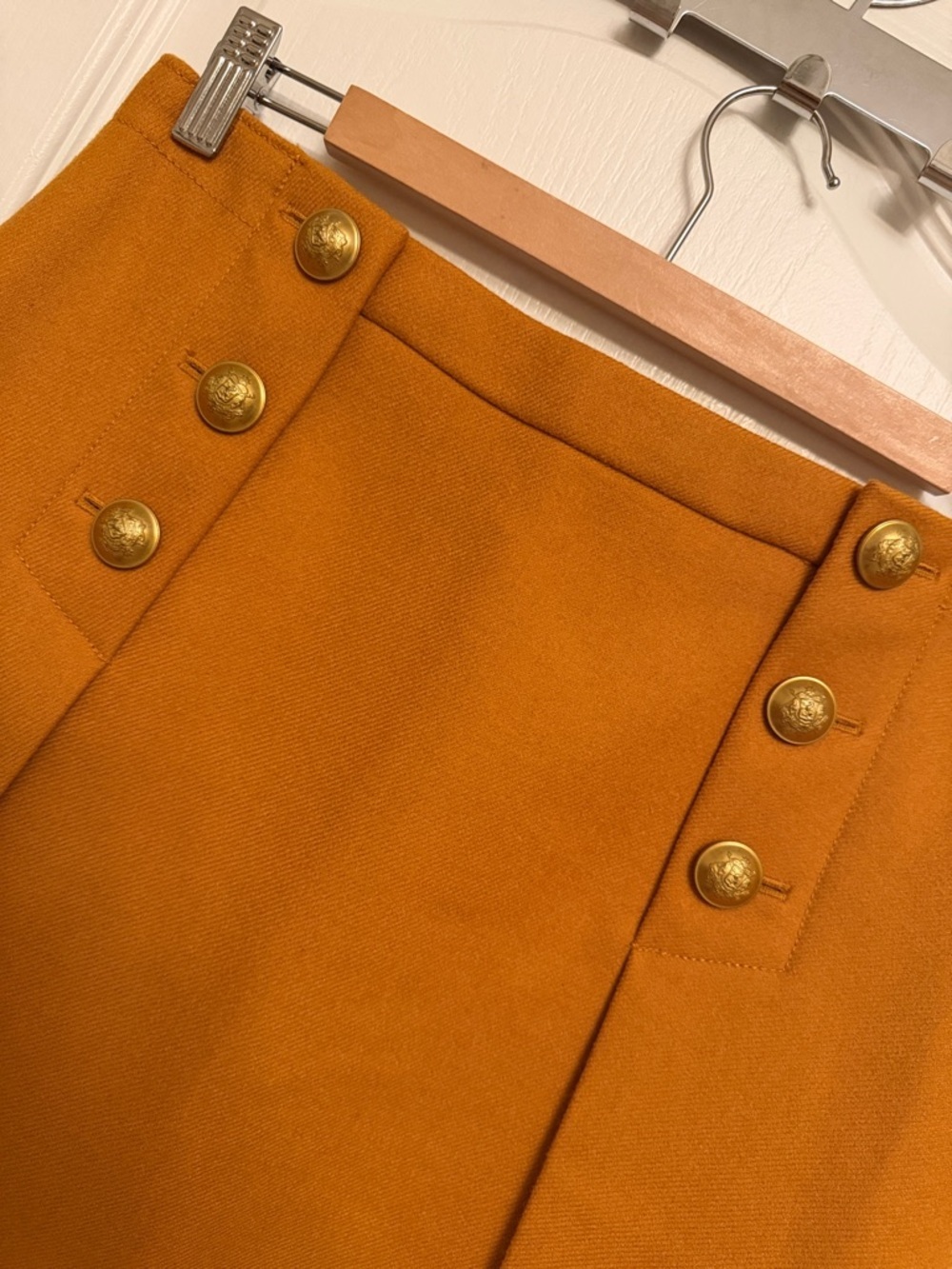 J. Crew A-Line Wool Skirt with Decorative Buttons - Mustard - Picture 2 of 9